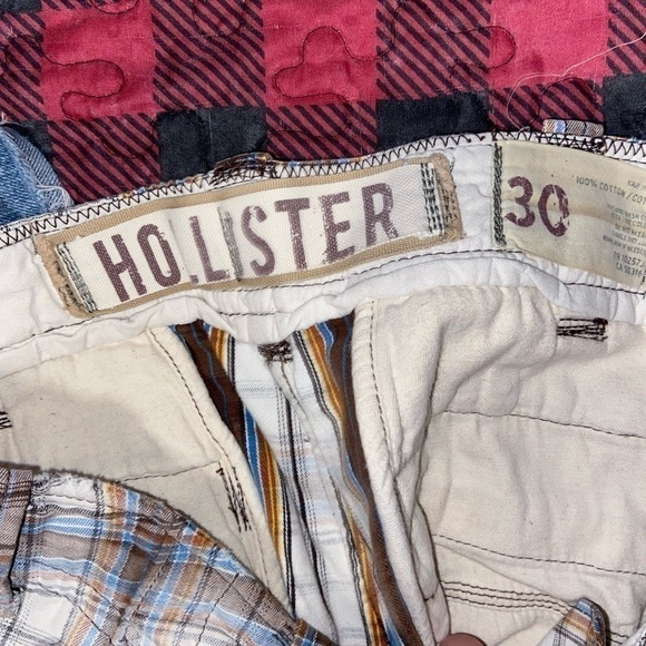 Mens Hollister plaid shorts size 30 brown casual 100% cotton good condition - Picture 3 of 4